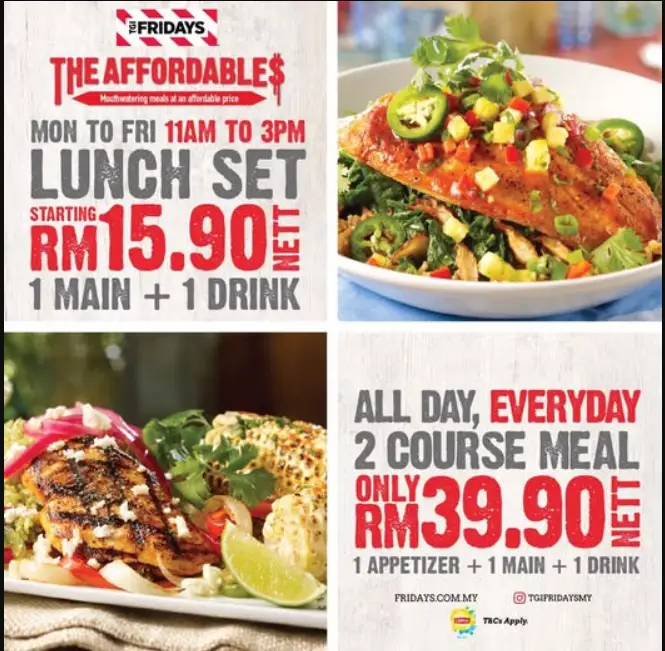 TGI Fridays Menu  